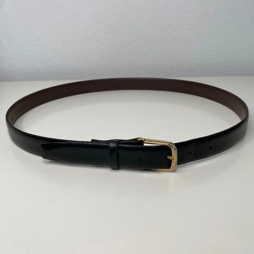 Christian Dior Mens Leather Belt Black Gold Buckle Made in Spain 38 95 218585 01